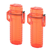 2Pcs Lighter Case Waterproof Lighter Storage Container Plastic for Outdoor Camping Hiking Transparent Red