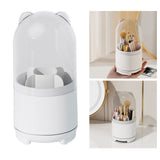Makeup Brush Storage Container 360 Degree Rotating Dust Prevention Transparent Lid Large Capacity Makeup Brush Holder White