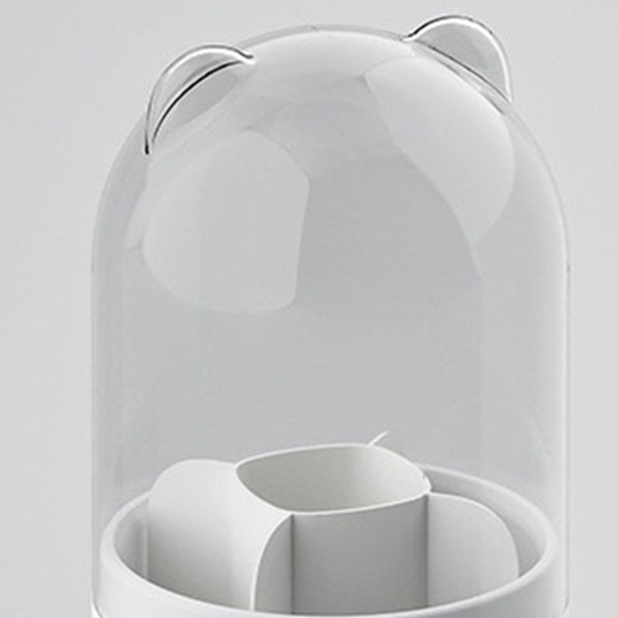 Makeup Brush Storage Container 360 Degree Rotating Dust Prevention Transparent Lid Large Capacity Makeup Brush Holder White