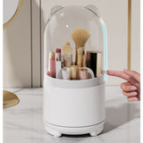 Makeup Brush Storage Container 360 Degree Rotating Dust Prevention Transparent Lid Large Capacity Makeup Brush Holder White - Extra Image