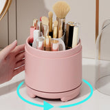 Makeup Brush Storage Container 360 Degree Rotating Dust Prevention Transparent Lid Large Capacity Makeup Brush Holder Pink - 45-Degree Angle