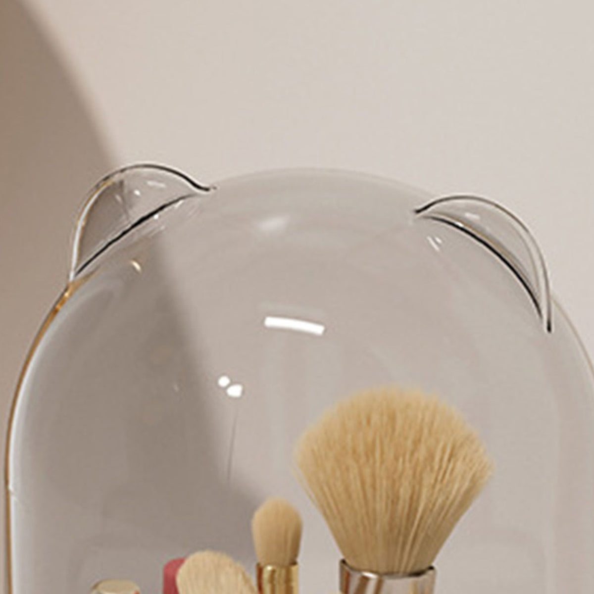 Makeup Brush Storage Container 360 Degree Rotating Dust Prevention Transparent Lid Large Capacity Makeup Brush Holder Pink