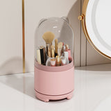 Makeup Brush Storage Container 360 Degree Rotating Dust Prevention Transparent Lid Large Capacity Makeup Brush Holder Pink - Extra Image