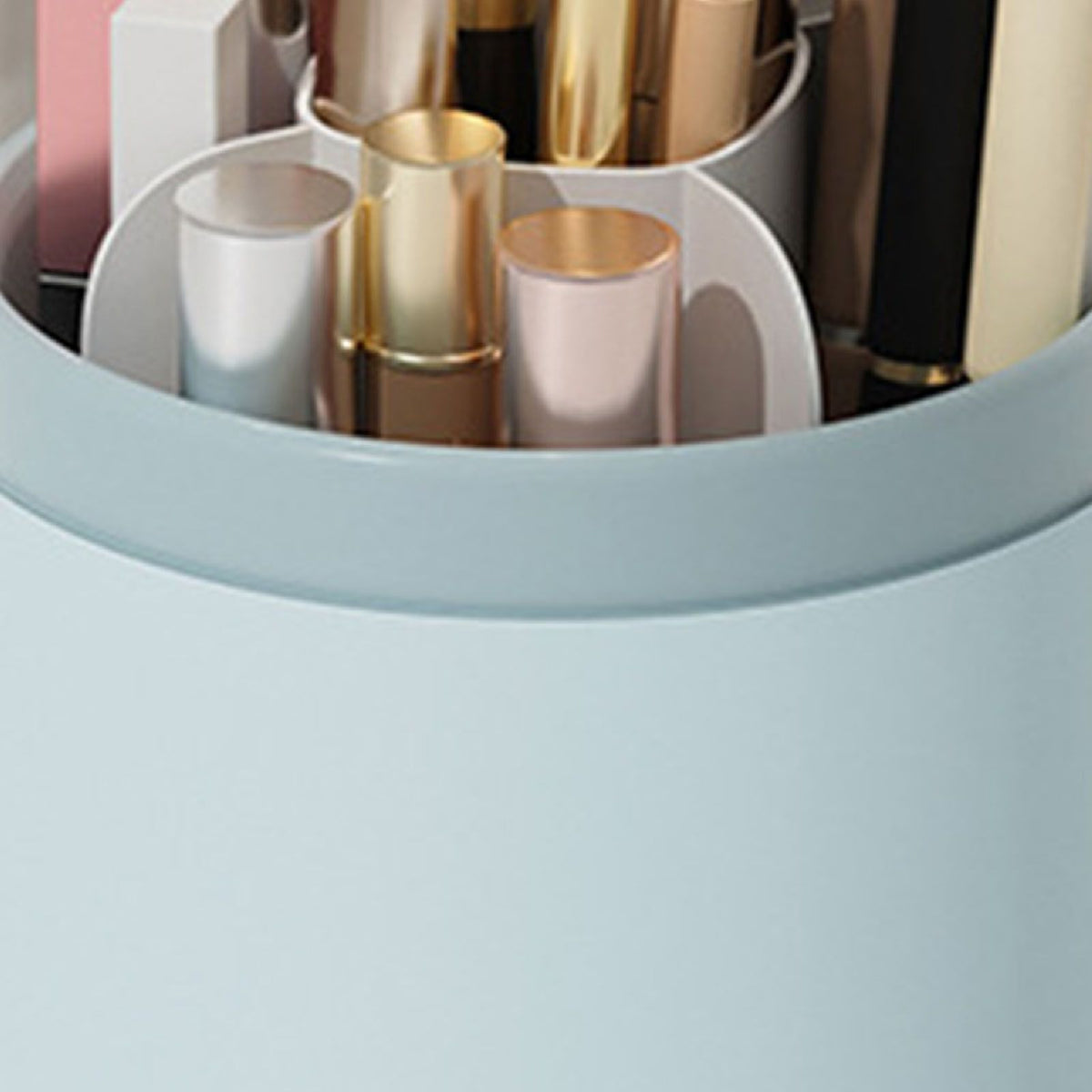 Makeup Brush Storage Container 360 Degree Rotating Dust Prevention Transparent Lid Large Capacity Makeup Brush Holder Blue