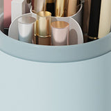 Makeup Brush Storage Container 360 Degree Rotating Dust Prevention Transparent Lid Large Capacity Makeup Brush Holder Blue - Low Angle