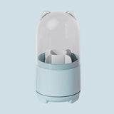 Makeup Brush Storage Container 360 Degree Rotating Dust Prevention Transparent Lid Large Capacity Makeup Brush Holder Blue - Extra Image