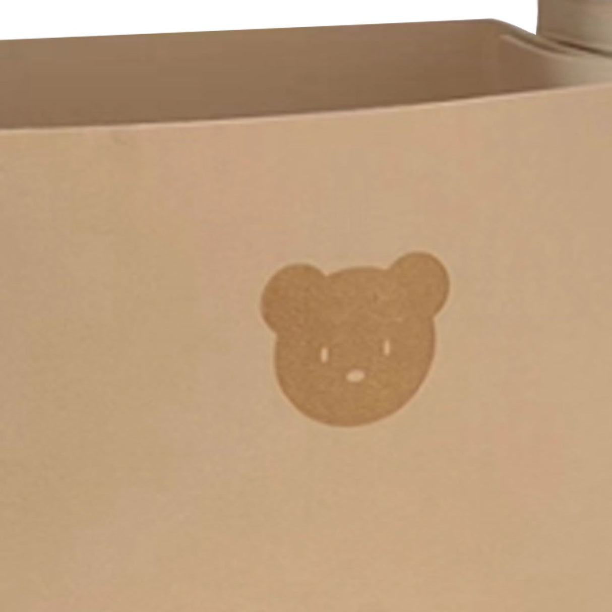 Felt Storage Basket with Handles Foldable Laundry Snacks Toys Clothes Bin for Home Desktop Bear Pattern Beige