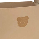 Felt Storage Basket with Handles Foldable Laundry Snacks Toys Clothes Bin for Home Desktop Bear Pattern Beige