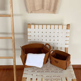 Felt Storage Basket with Handles Foldable Laundry Snacks Toys Clothes Bin for Home Desktop Bear Pattern Reddish Brown - Extra Image
