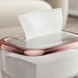 Tissue Box Transparent Napkin Box Simple Creative Storage Box Fixed Lid Paper Organizer Rose Gold