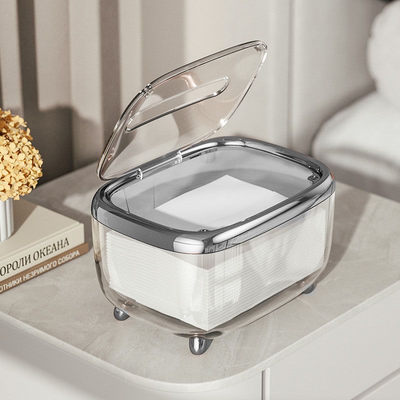 Tissue Box Transparent Napkin Box Simple Creative Storage Box Fixed Lid Paper Organizer Black