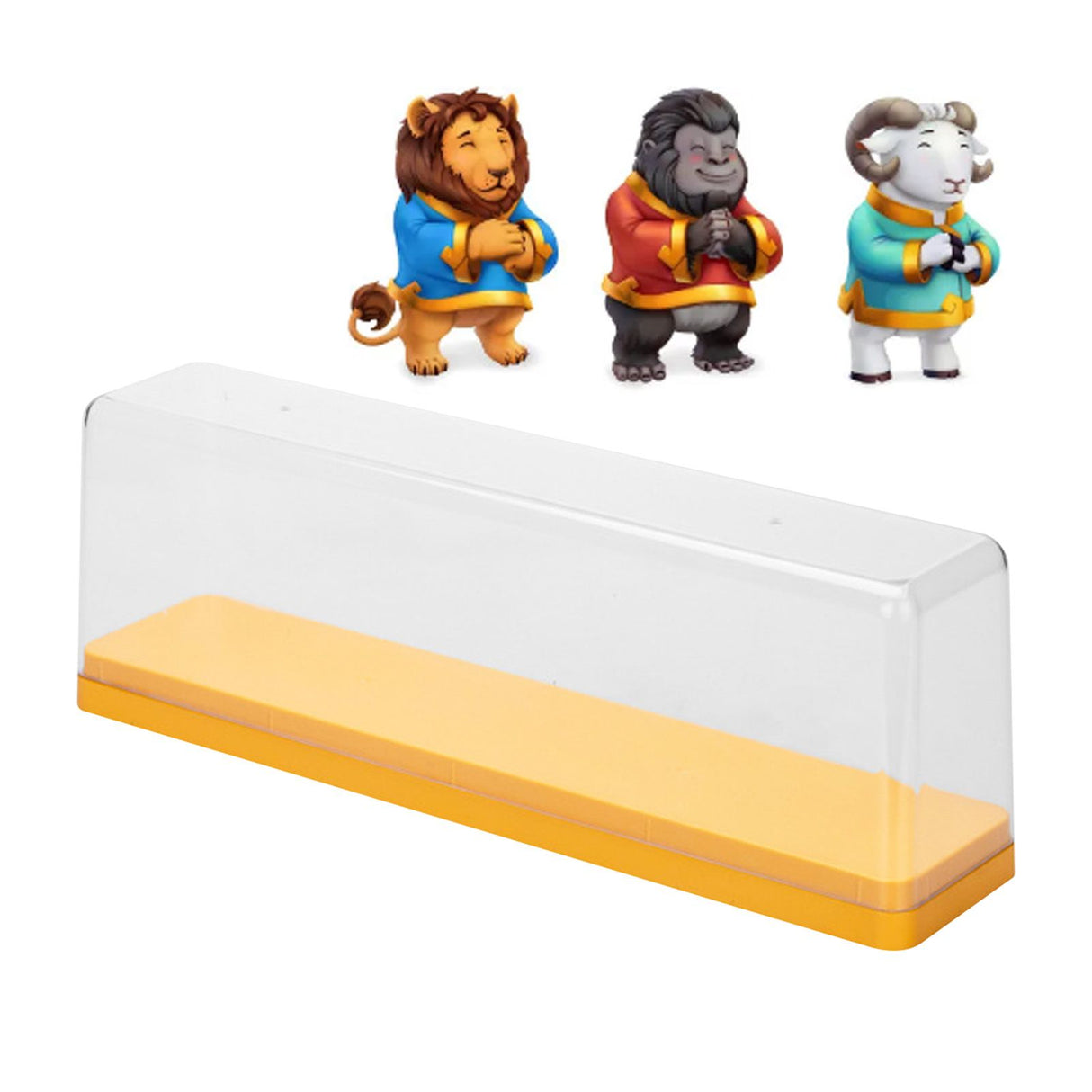 Action Figure Storage Box Dustproof Stackable Transparent Cartoon Figure Doll Display Case Yellow