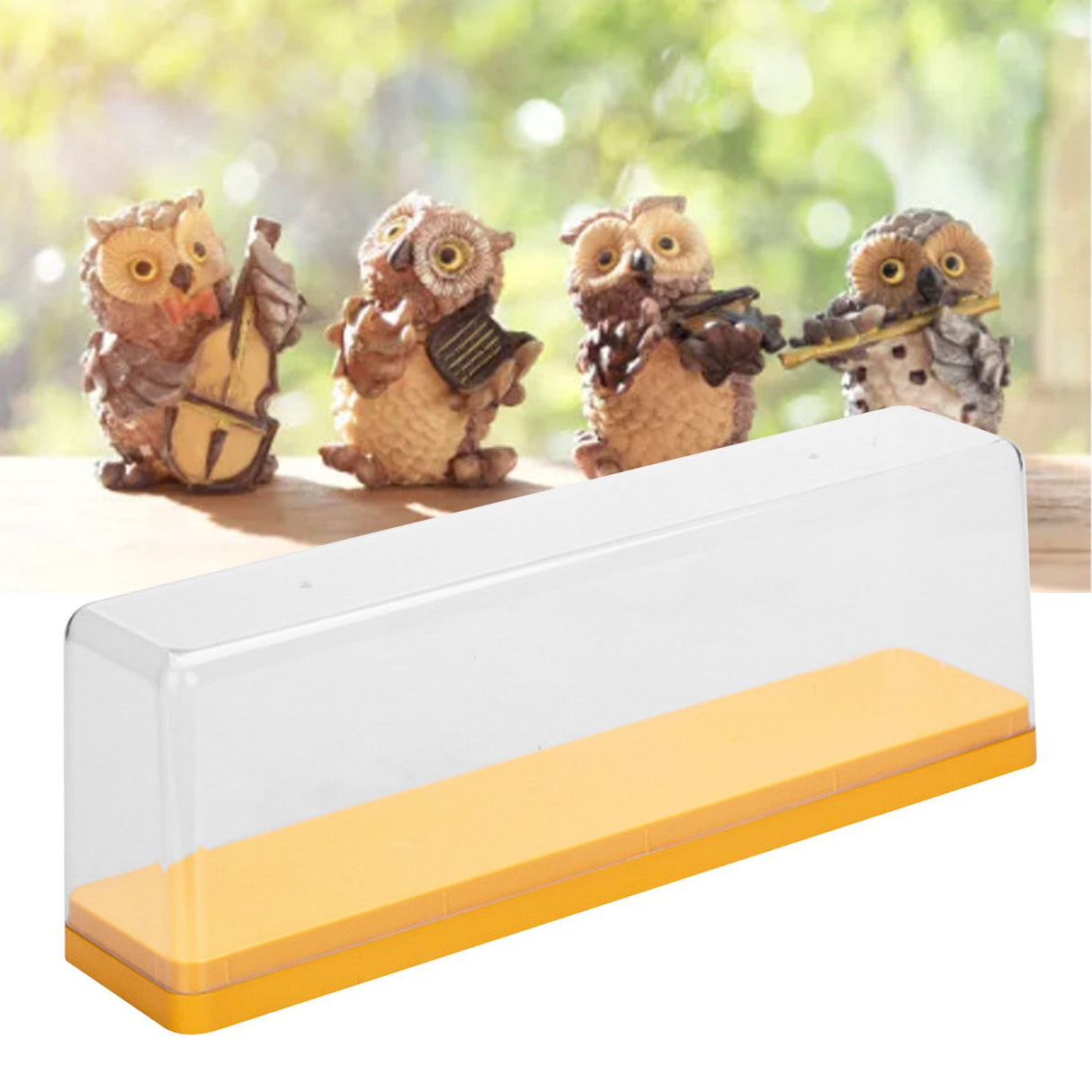 Action Figure Storage Box Dustproof Stackable Transparent Cartoon Figure Doll Display Case Yellow