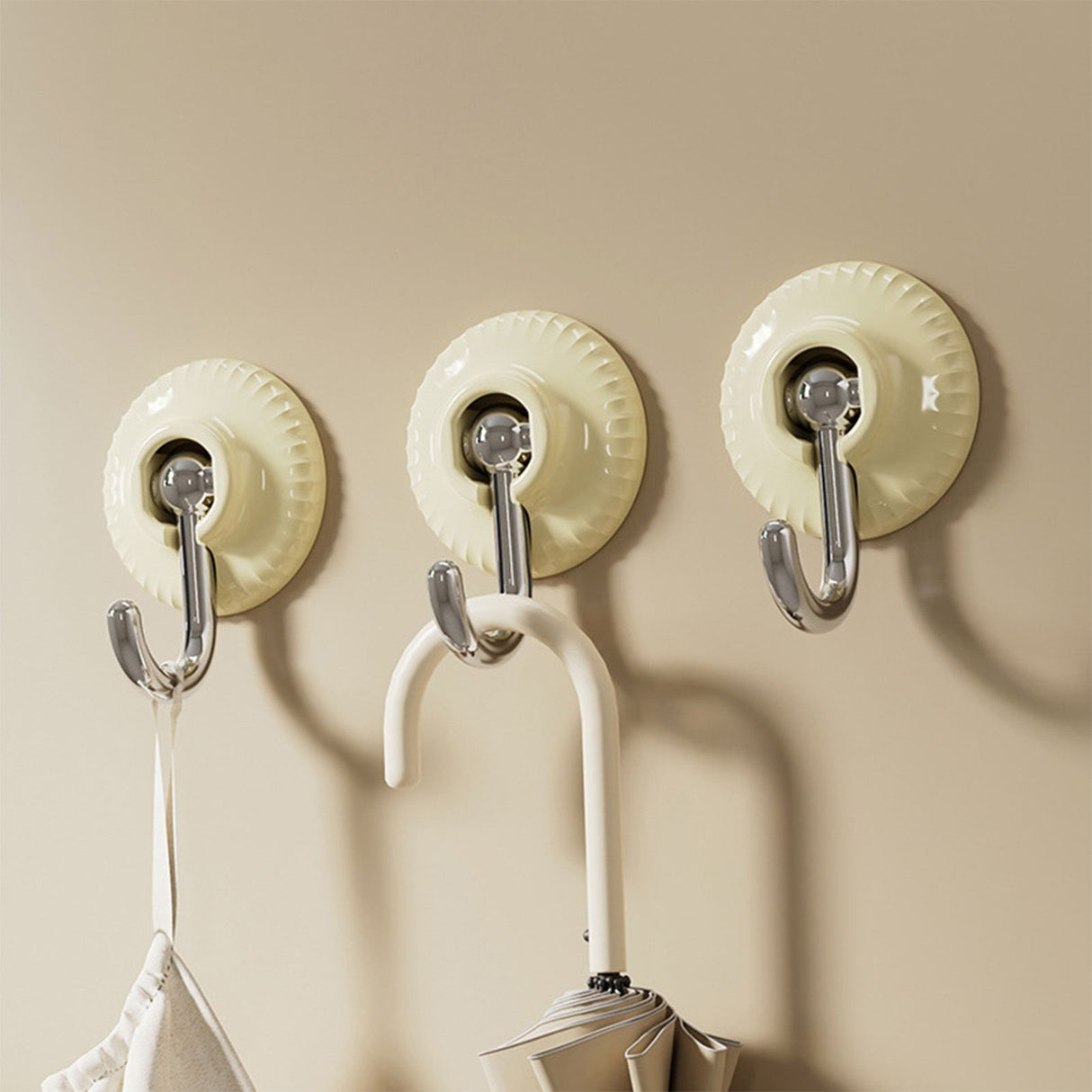 4pcs Adhesive Hooks Hole Free Round Hooks Bathroom Coat Heavy Duty Adhesive Hangers White