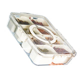 Plastic Storage Box Multi Grids Fridge Food Divider Box for Dumpling Vegetable Fruit Seasoning Large 8 Grids - Front View