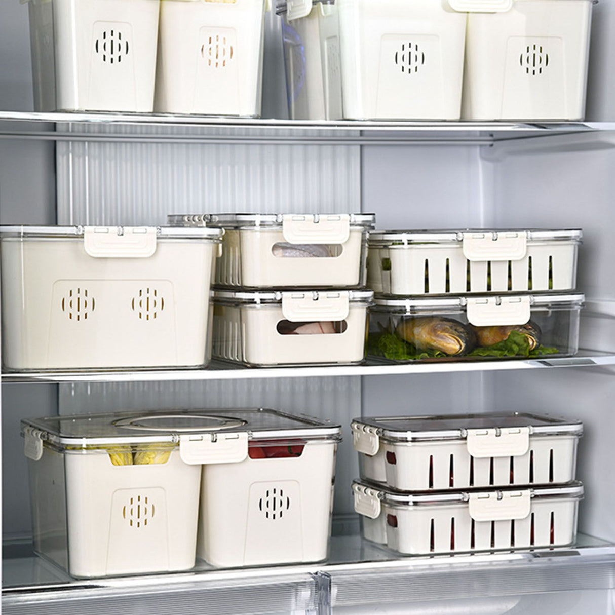 Plastic Storage Box Multi Grids Fridge Food Divider Box for Dumpling Vegetable Fruit Seasoning Large 8 Grids