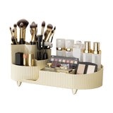 Makeup Storage Organizer Large Capacity Perforation Free Rotatable Partition Cosmetic Storage Box White