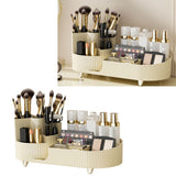 Makeup Storage Organizer Large Capacity Perforation Free Rotatable Partition Cosmetic Storage Box White