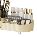 Makeup Storage Organizer Large Capacity Perforation Free Rotatable Partition Cosmetic Storage Box White
