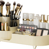 Makeup Storage Organizer Large Capacity Perforation Free Rotatable Partition Cosmetic Storage Box White