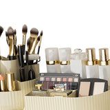 Makeup Storage Organizer Large Capacity Perforation Free Rotatable Partition Cosmetic Storage Box White