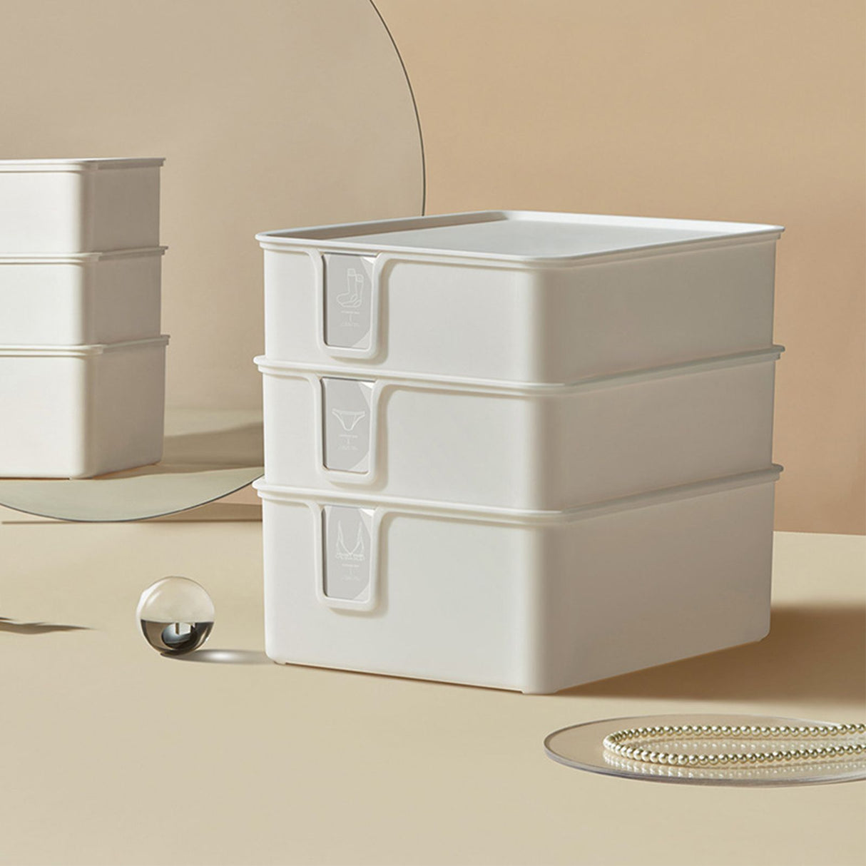 Sock Underwear Organizer Divider Plastic 15 Cell Closet Drawer Storage Box for Panty Ornament Ties White