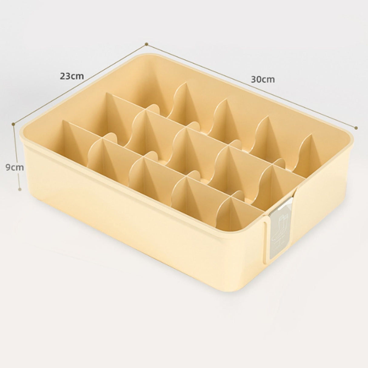 Sock Underwear Organizer Divider Plastic 15 Cell Closet Drawer Storage Box for Panty Ornament Ties Yellow