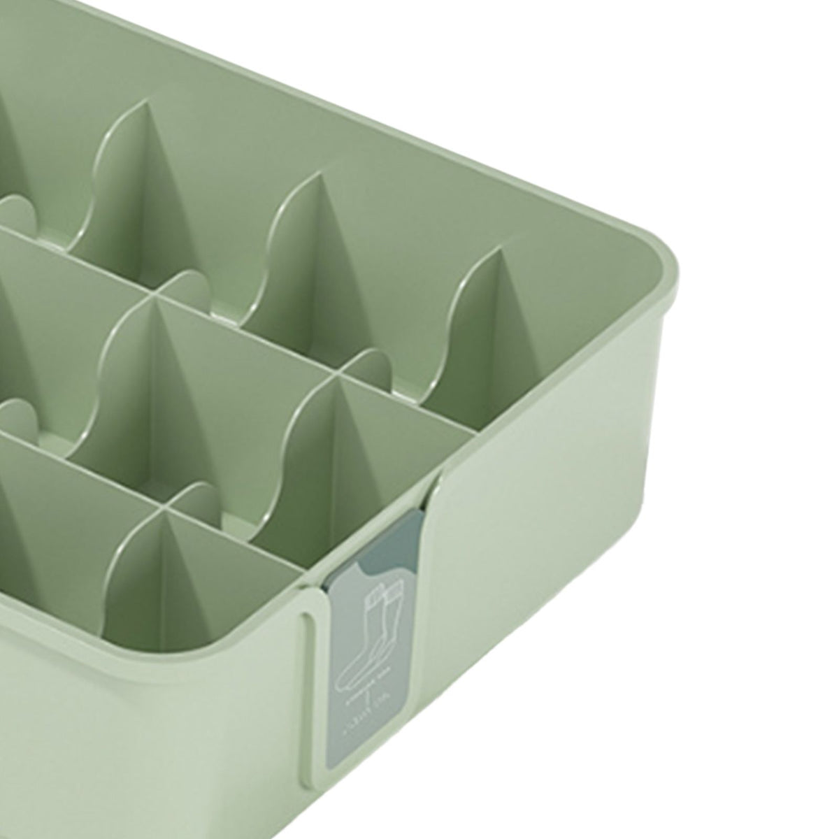 Sock Underwear Organizer Divider Plastic 15 Cell Closet Drawer Storage Box for Panty Ornament Ties Green