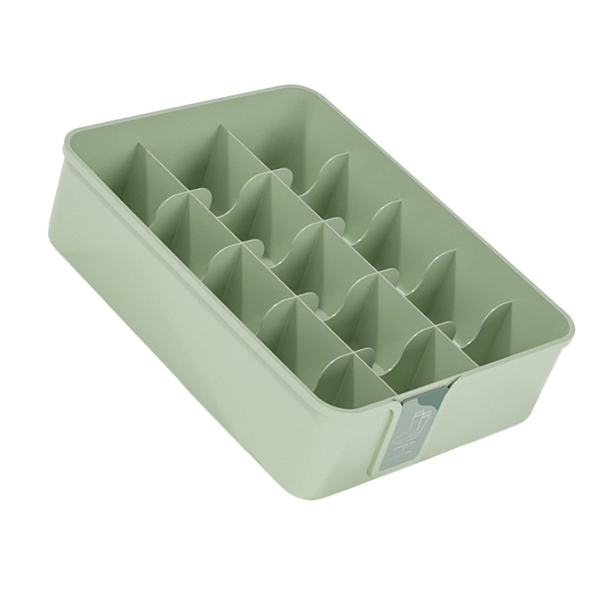 Sock Underwear Organizer Divider Plastic 15 Cell Closet Drawer Storage Box for Panty Ornament Ties Green