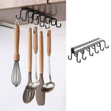 Kitchen Utensil Holder Hanger Iron Double Row Hook Spoon Shovel Shelving for Restaurant Black