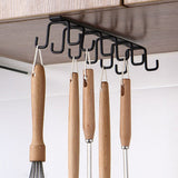 Kitchen Utensil Holder Hanger Iron Double Row Hook Spoon Shovel Shelving for Restaurant Black