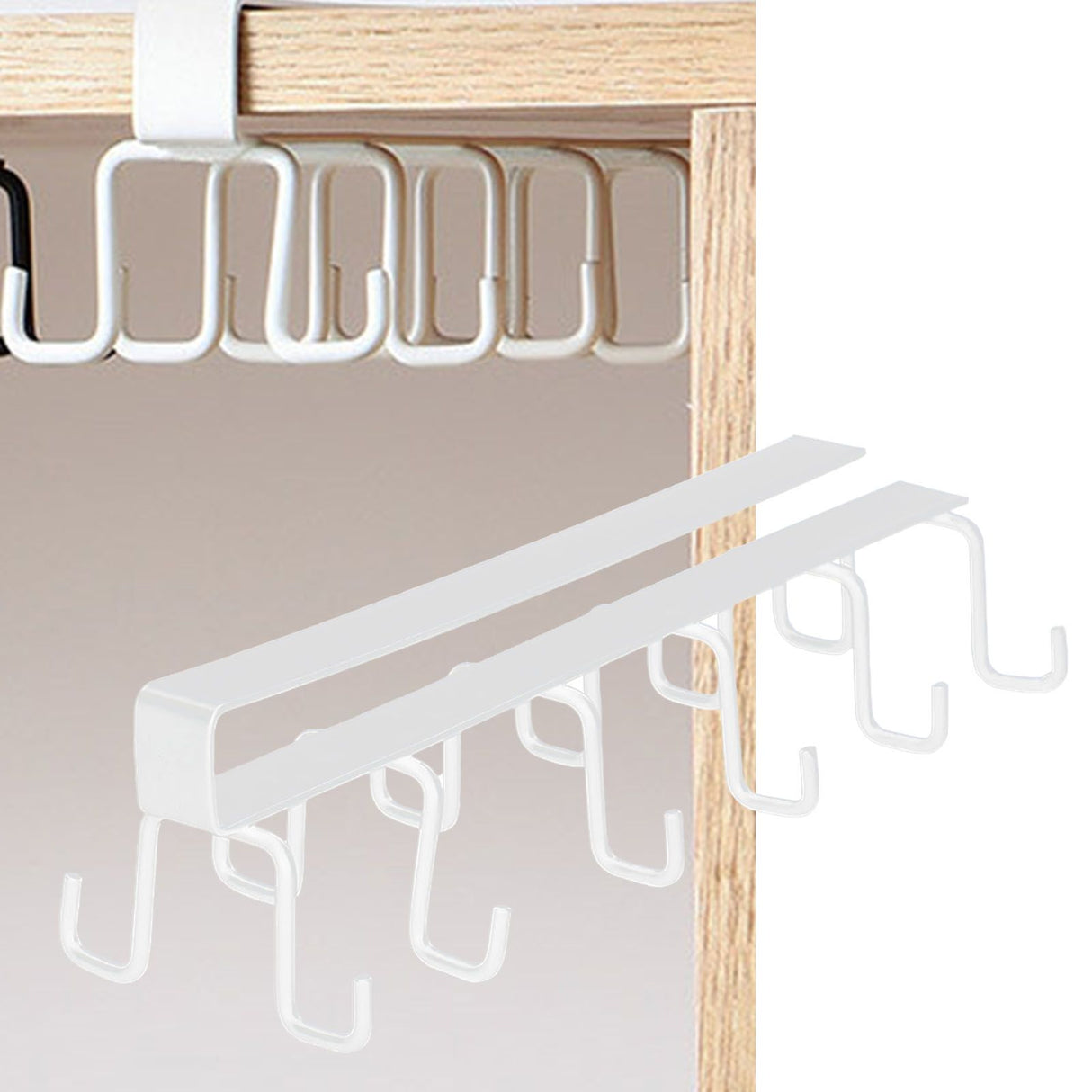 Kitchen Utensil Holder Hanger Iron Double Row Hook Spoon Shovel Shelving for Restaurant White