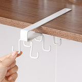 Kitchen Utensil Holder Hanger Iron Double Row Hook Spoon Shovel Shelving for Restaurant White - Extra Image