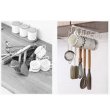 Kitchen Utensil Holder Hanger Iron Double Row Hook Spoon Shovel Shelving for Restaurant White - Extra Image