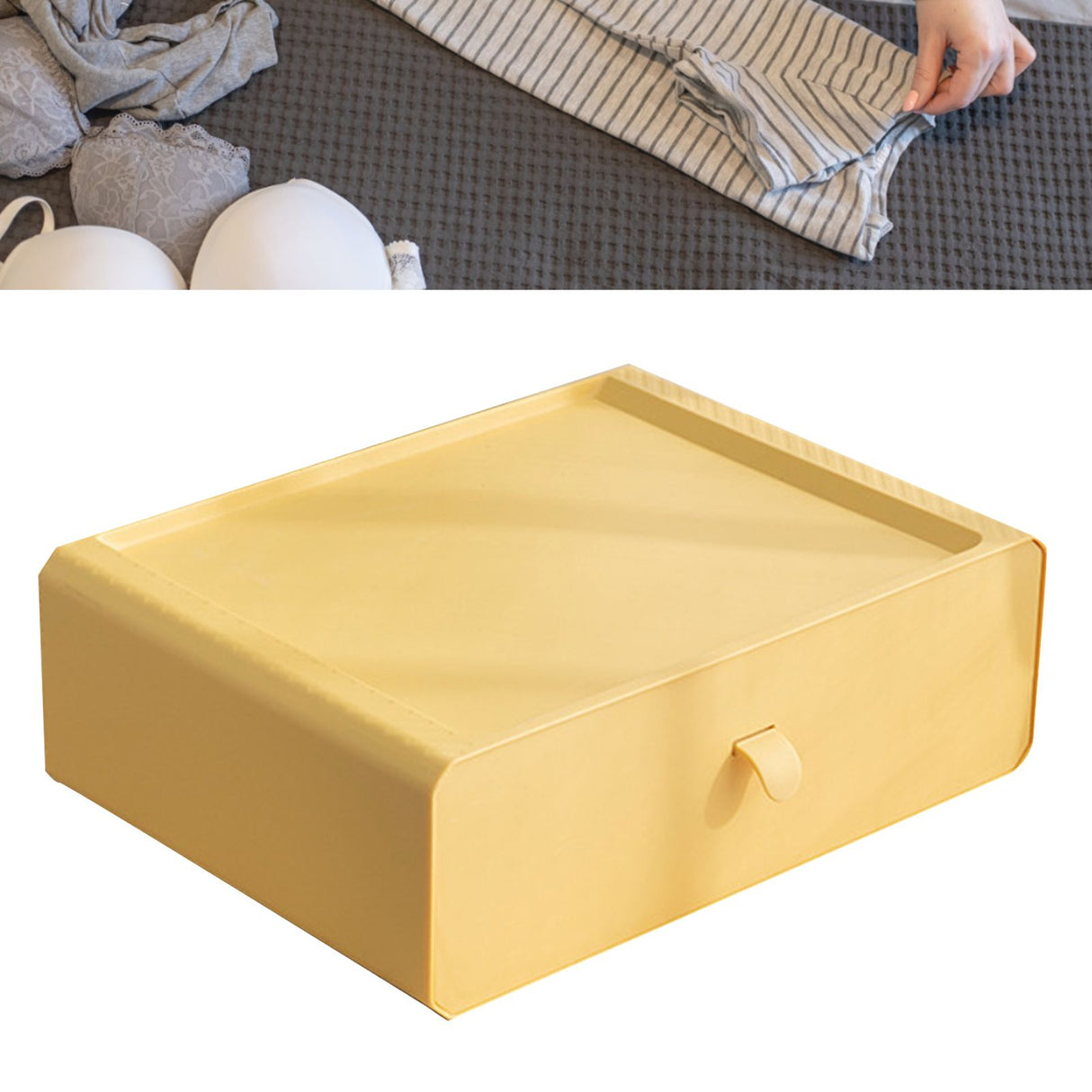 Underwear Storage Box Plastic 15 Grid Compartment Drawer Desktop Accessories for Socks Bras Yellow
