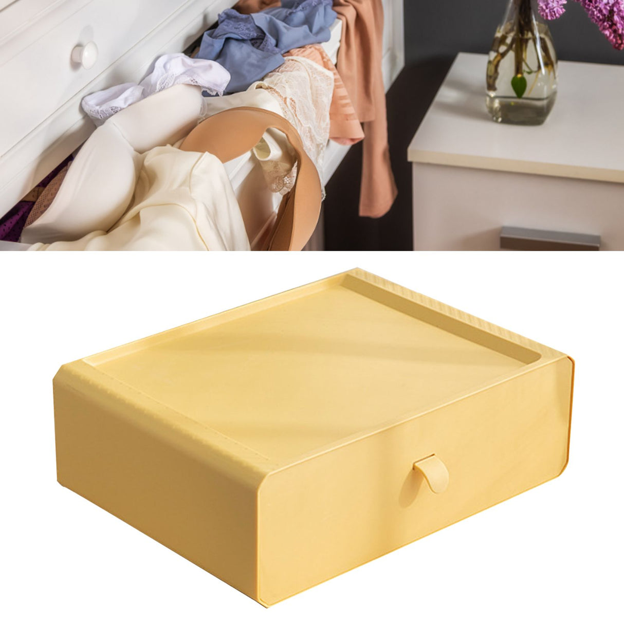 Underwear Storage Box Plastic 15 Grid Compartment Drawer Desktop Accessories for Socks Bras Yellow