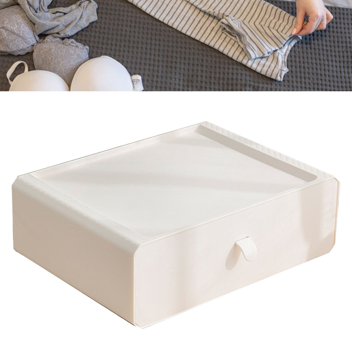 Underwear Storage Box Plastic 15 Grid Compartment Drawer Desktop Accessories for Socks Bras White