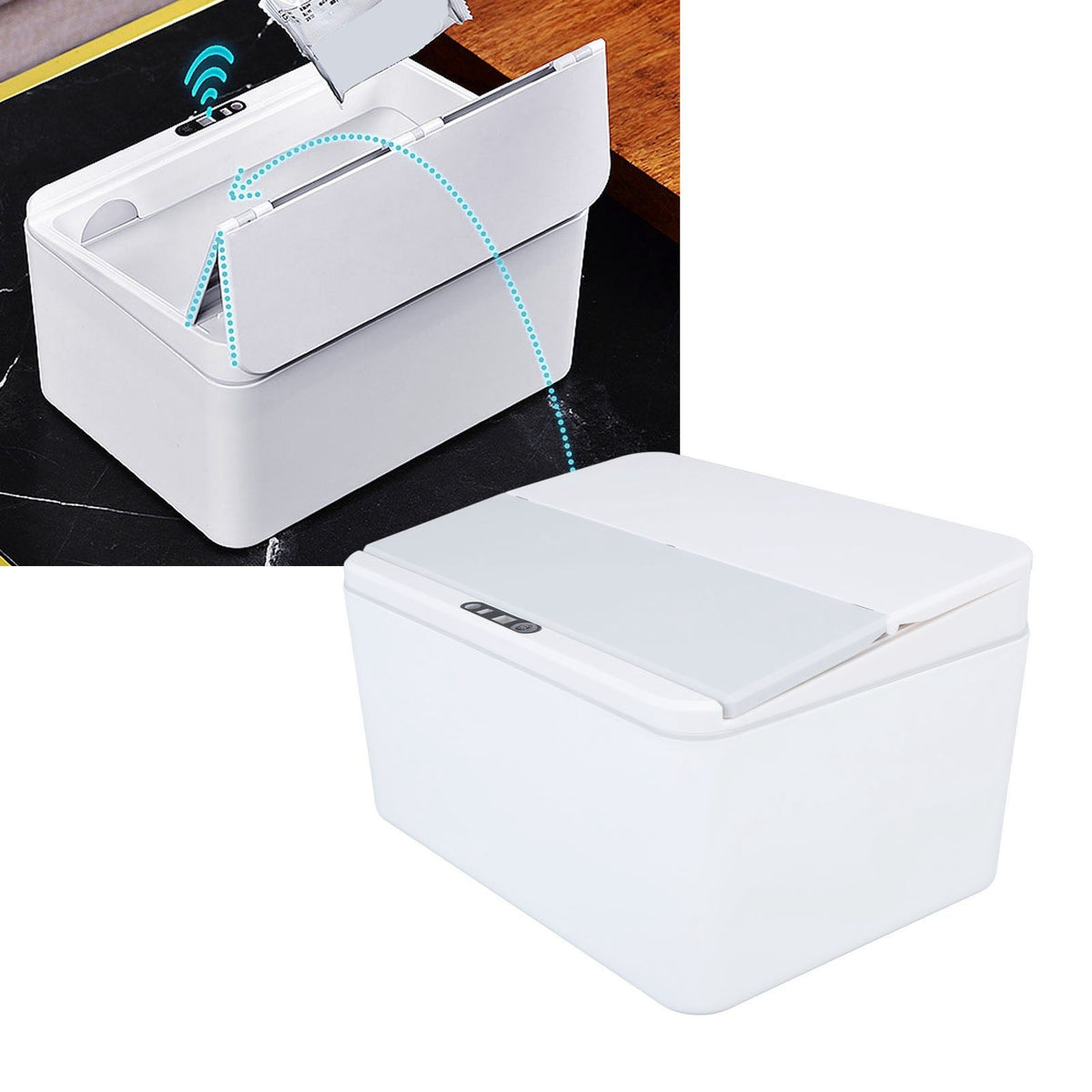Smart Trash Can 6L Capacity Touchless USB Rechargeable Automatic Induction Electric Waste Bins for Bathroom Kitchen Bedroom