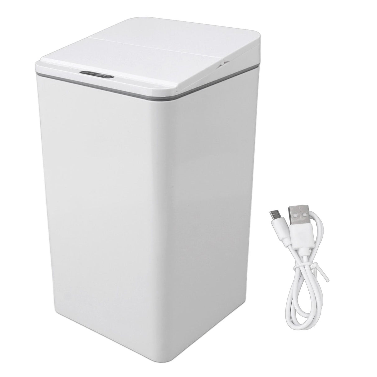 Desktop Sensor Trash Can USB Charging Foldable Lid 9L Intelligent Induction Garbage Bin for Bedroom Bathroom Office White