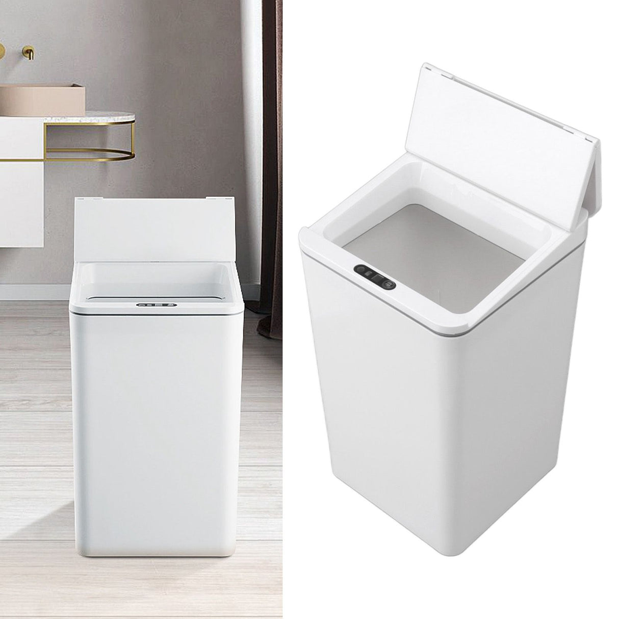 Desktop Sensor Trash Can USB Charging Foldable Lid 9L Intelligent Induction Garbage Bin for Bedroom Bathroom Office White