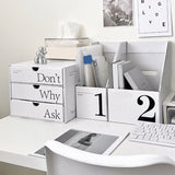 Desk Organizer with Drawer Corrugated Paper 3 Tier Desktop Storage Box for Home Dorm Office White - 45-Degree Angle