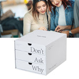 Desk Organizer with Drawer Corrugated Paper 3 Tier Desktop Storage Box for Home Dorm Office White - Extra Image