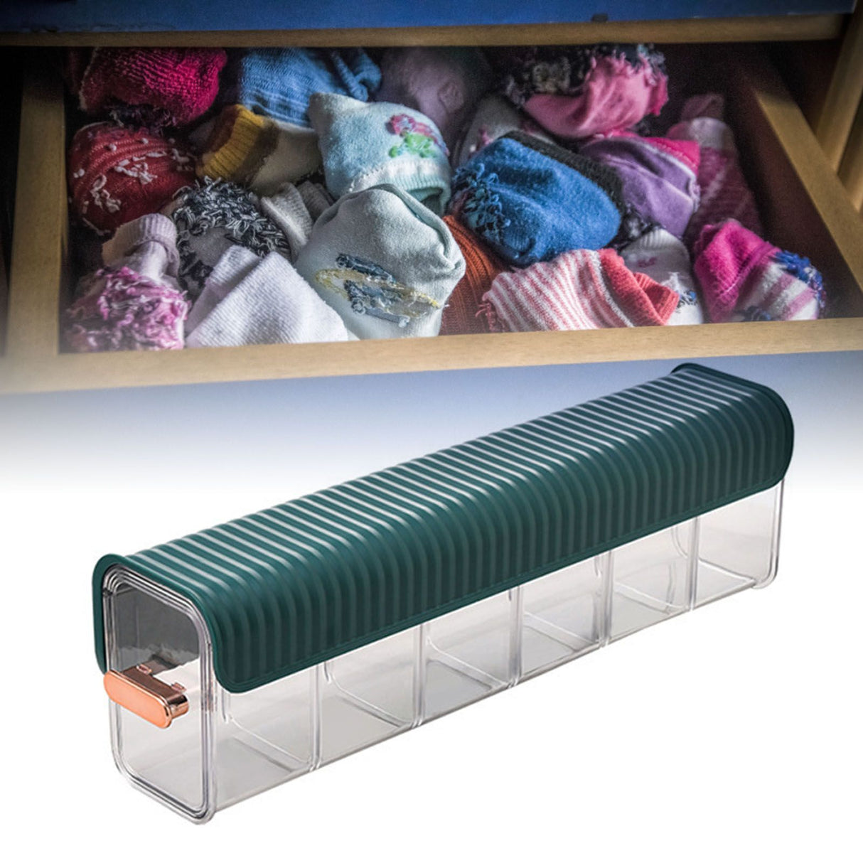 Wall Underwear Organizer Detachable Dustproof Moistureproof Wall Mount Drawer Organizer for Bedroom Home Blackish Green