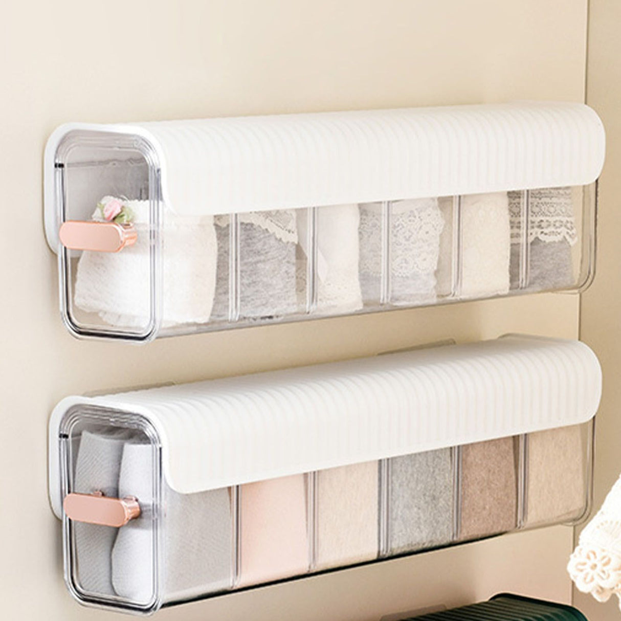 Wall Underwear Organizer Detachable Dustproof Moistureproof Wall Mount Drawer Organizer for Bedroom Home White