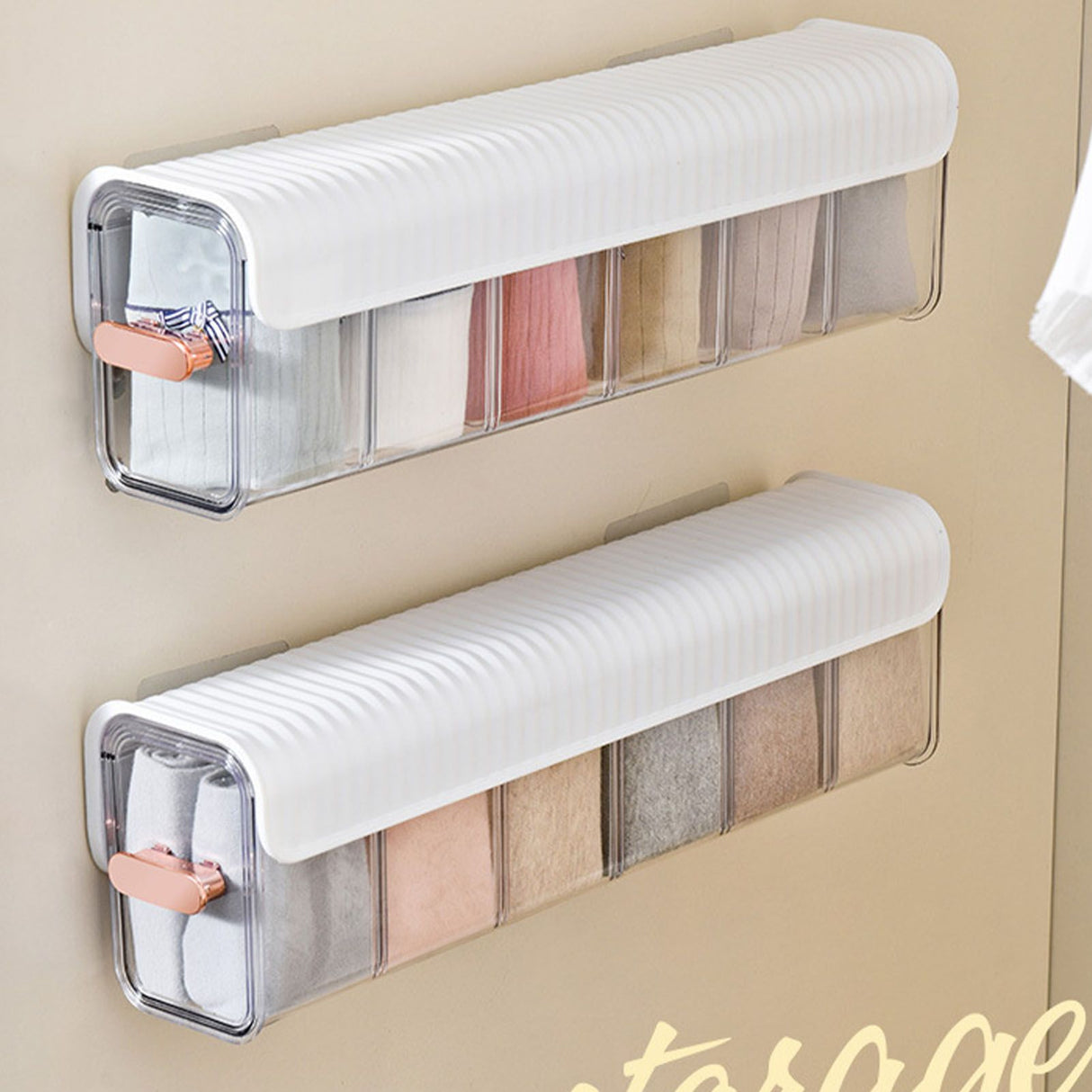 Wall Underwear Organizer Detachable Dustproof Moistureproof Wall Mount Drawer Organizer for Bedroom Home White