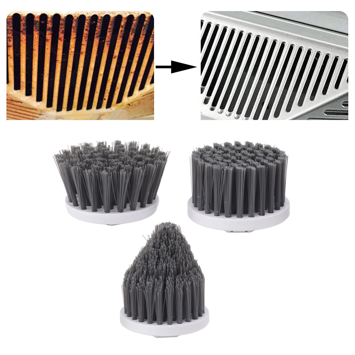 3PCS Electric Spin Scrubber Head Cordless Cleaning Scrubber Brush Head for Replacement Small Disc, Large Disc, Pointy
