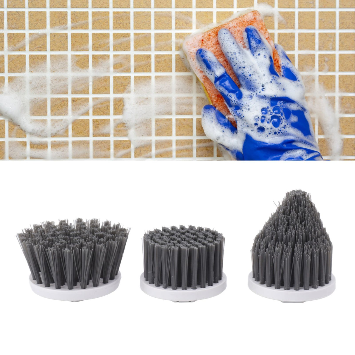 3PCS Electric Spin Scrubber Head Cordless Cleaning Scrubber Brush Head for Replacement Small Disc, Large Disc, Pointy