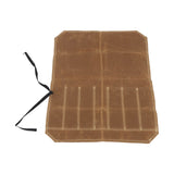 Camping Utensil Bag Canvas Cookware Knife Storage Bag Portable Tools Travel Bag for Outdoor BBQ Khaki - Close-Up Angle