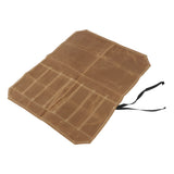 Camping Utensil Bag Canvas Cookware Knife Storage Bag Portable Tools Travel Bag for Outdoor BBQ Khaki - Low Angle
