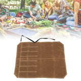 Camping Utensil Bag Canvas Cookware Knife Storage Bag Portable Tools Travel Bag for Outdoor BBQ Khaki